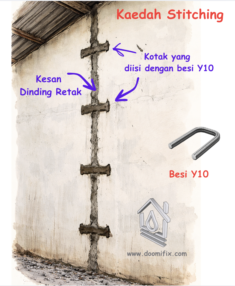 Image for KAEDAH STITCHING UNTUK MASALAH DINDING RETAK